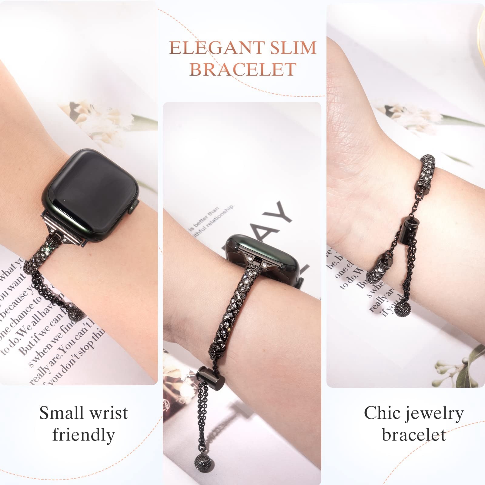 Watch Band For Apple Watch Series 9 8 7 41mm 6 5 4 SE SE(2022) SE (2023) 40mm 3 2 1 38mm Rhinestone Decor Bracelet Metal Strap Watch Band For Apple Watch Series 9 8 7 41mm 6 5 4 SE SE(2022) SE (2023) 40mm 3 2 1 38mm Rhinestone Decor Bracelet Metal Strap